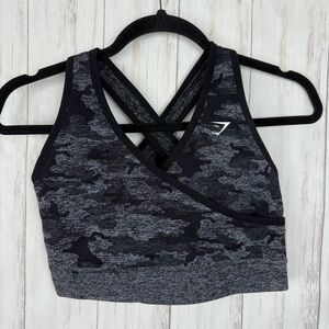 Gymshark Black Gray Camo Sports Bra